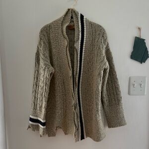 POL Gray Distressed Cable Knit Cardigan S